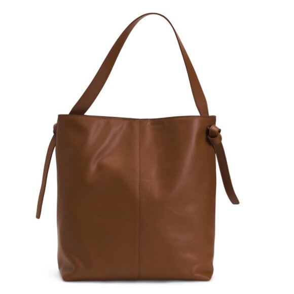 DIMONI Lion Leather Smooth Bucket Bag With Side Knots